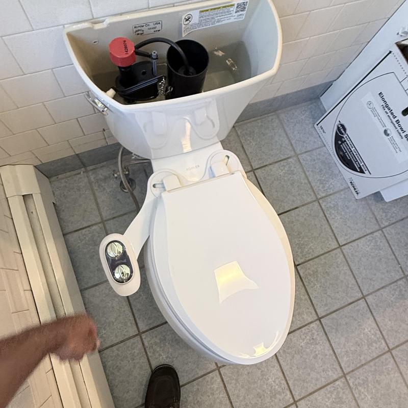 Kohler toilet with open tank and bidet control panel Kohler toilet with open tank and bidet control panel