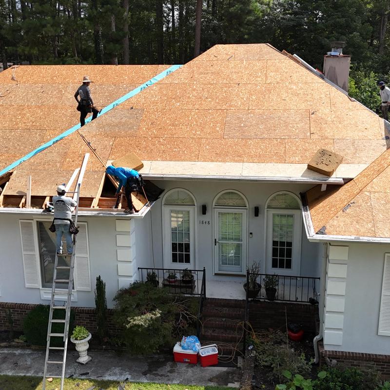 Roof decking installation on rear house roof Roof decking installation on rear house roof