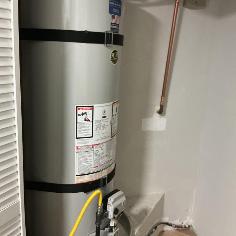 50-gallon Bradford White natural gas water heater installation