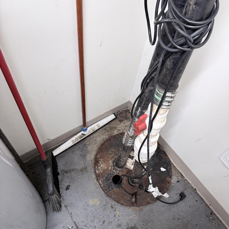 Sump pump system with replaced ej core float and piping Sump pump system with replaced ej core float and piping