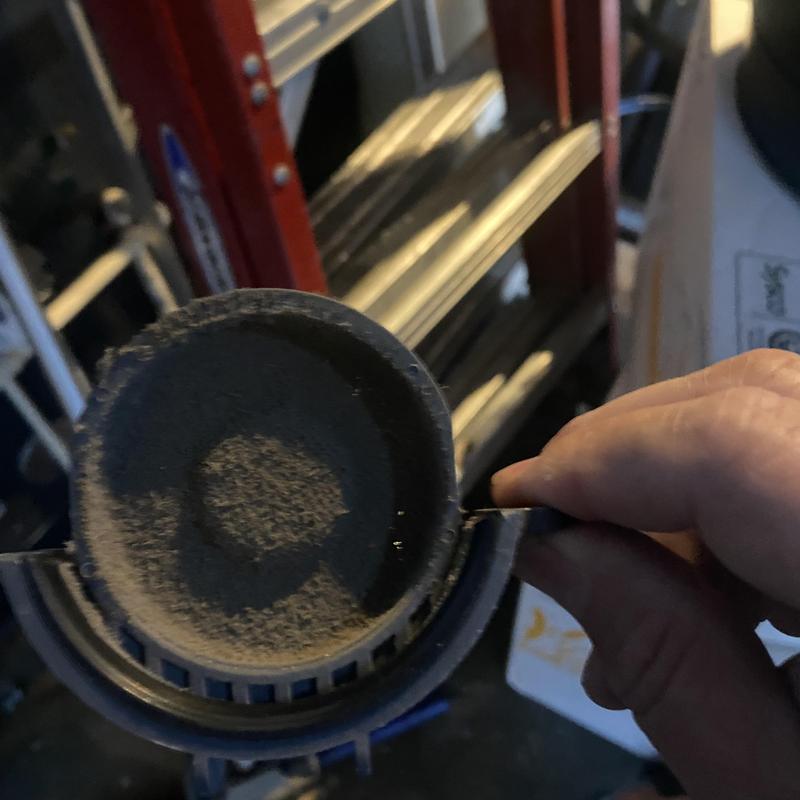 Gas burner clogged with dust during hot water diagnostic Gas burner clogged with dust during hot water diagnostic