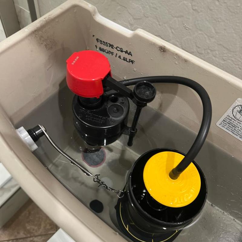 Toilet fill valve and flush mechanism inside tank Toilet fill valve and flush mechanism inside tank