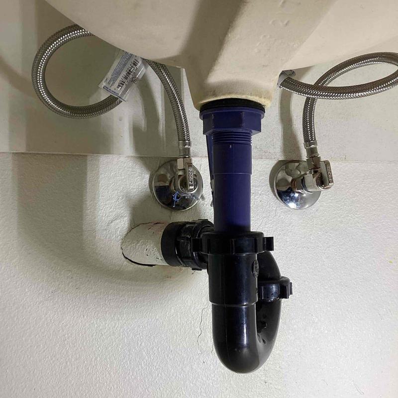 Sink drain pipe with shut-off valves and connectors