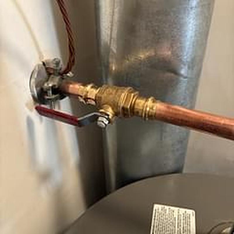 Water heater copper supply line with shutoff valve
