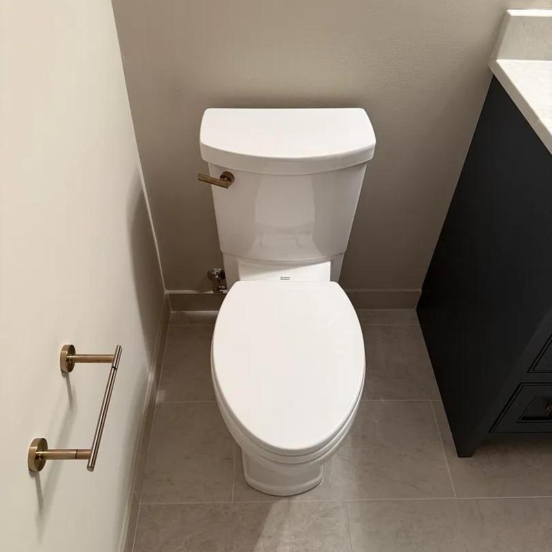 Toilet with brass flush handle and fixtures installation Toilet with brass flush handle and fixtures installation