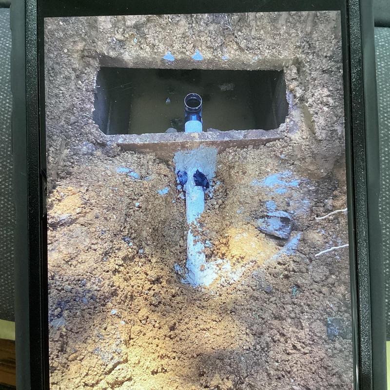 Septic tank outlet pipe and replaced outlet baffle