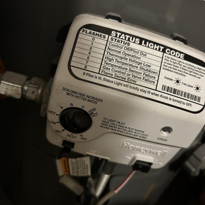 Water heater control valve with status light codes Water heater control valve with status light codes