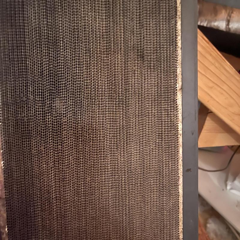 Air handler collection cell close-up in attic