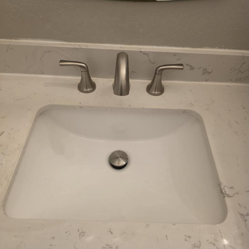 Eight-inch lavatory faucets with undermount sink installation Eight-inch lavatory faucets with undermount sink installation