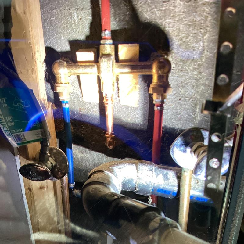 3-hole tub shower valve plumbing with copper and PEX