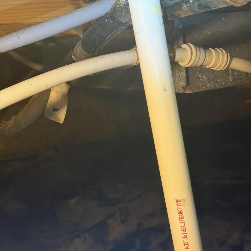 PEX water lines with fittings in crawl space PEX water lines with fittings in crawl space