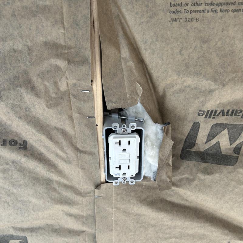 GFCI electrical outlet installation in wall cavity