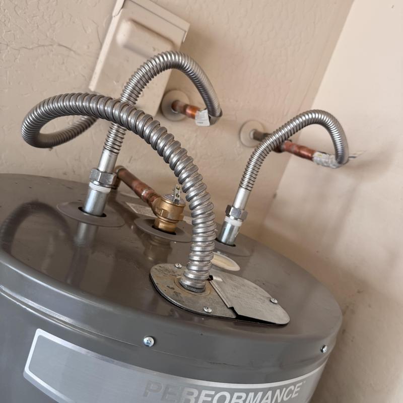 Flexible water heater supply line connectors installation Flexible water heater supply line connectors installation