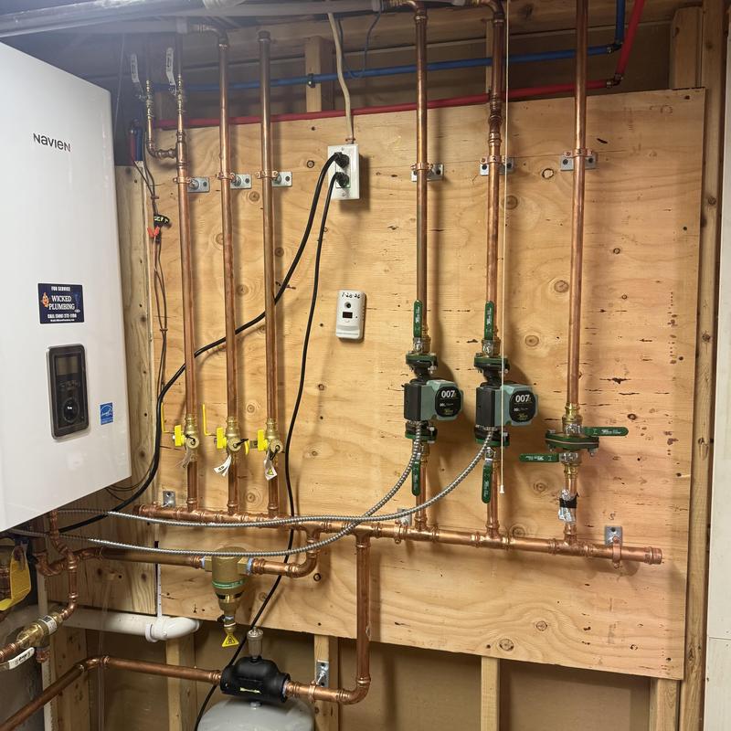 Navien boiler and copper piping installation in basement Navien boiler and copper piping installation in basement