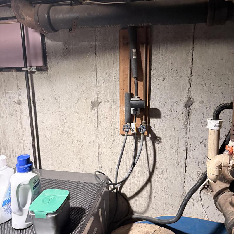 Laundry emergency shut off valves and pipes in basement Laundry emergency shut off valves and pipes in basement