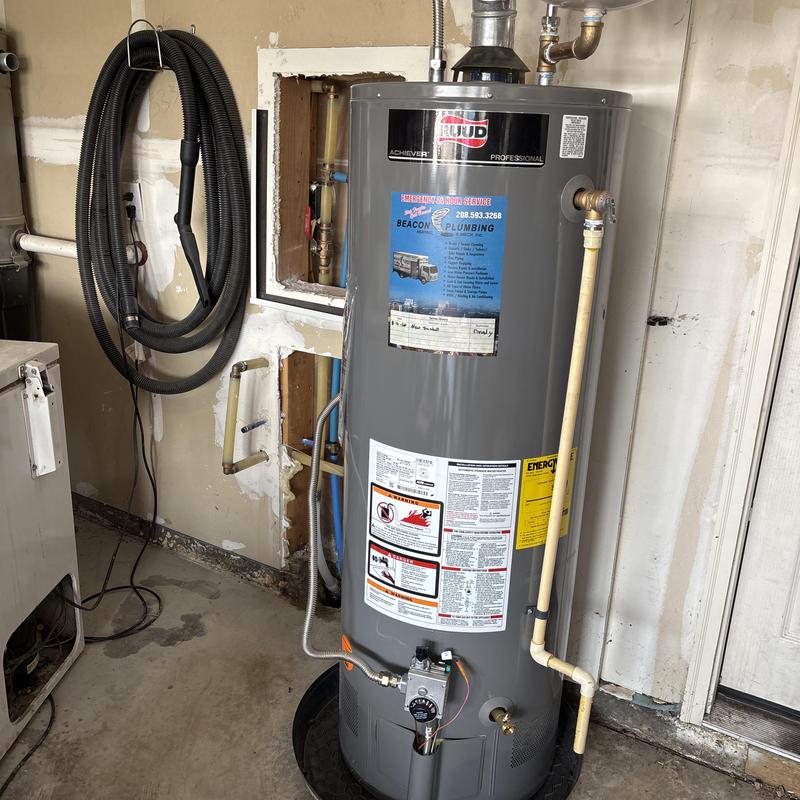 Water heater replacement with new piping installed Water heater replacement with new piping installed