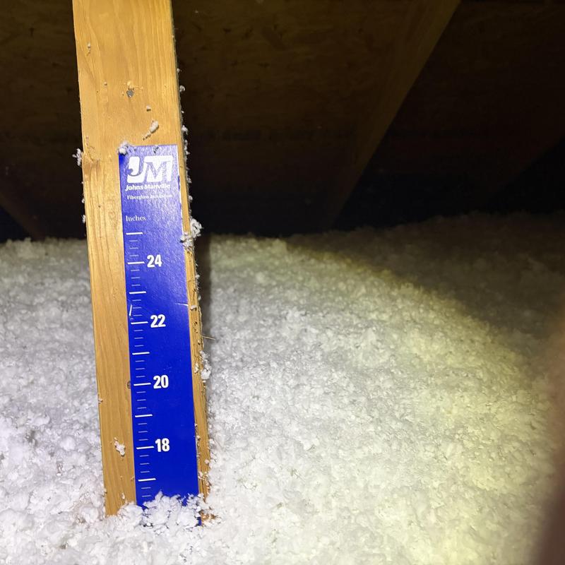 Attic loose-fill fiberglass insulation depth measurement