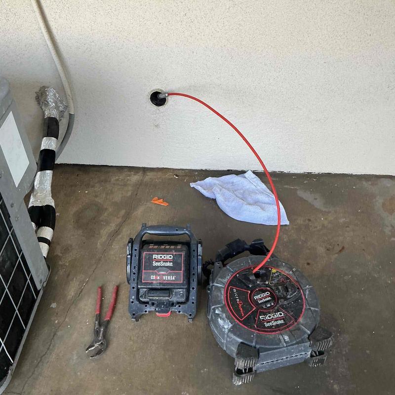 Kitchen drain line video camera inspection equipment setup
