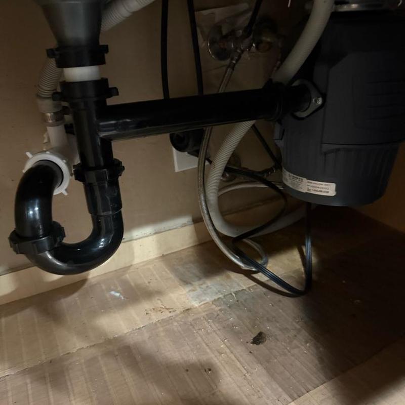 Garbage disposal and drain piping under sink