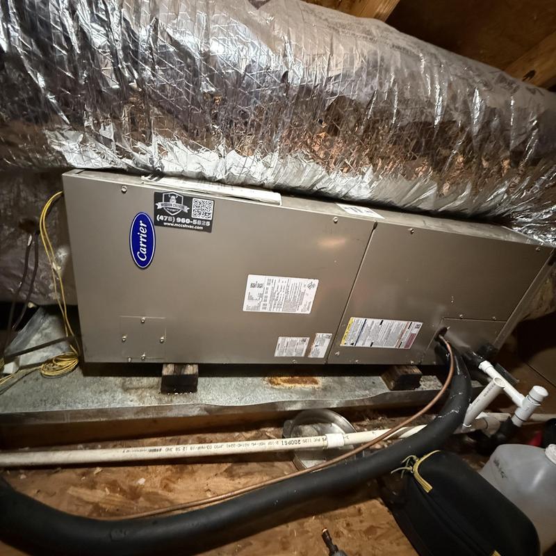 Air handler unit with ductwork in attic space Air handler unit with ductwork in attic space