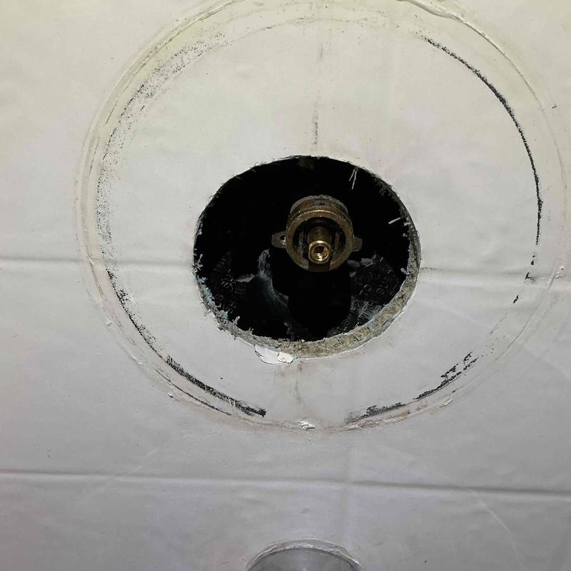 Shower valve cartridge with new trim installation hole