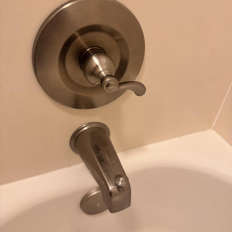 Pfister shower valve and tub spout in bathroom Pfister shower valve and tub spout in bathroom