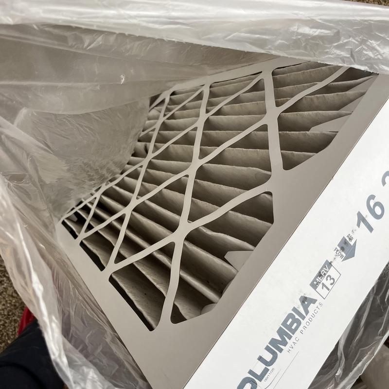 HVAC air filter MERV 13 in plastic wrap HVAC air filter MERV 13 in plastic wrap