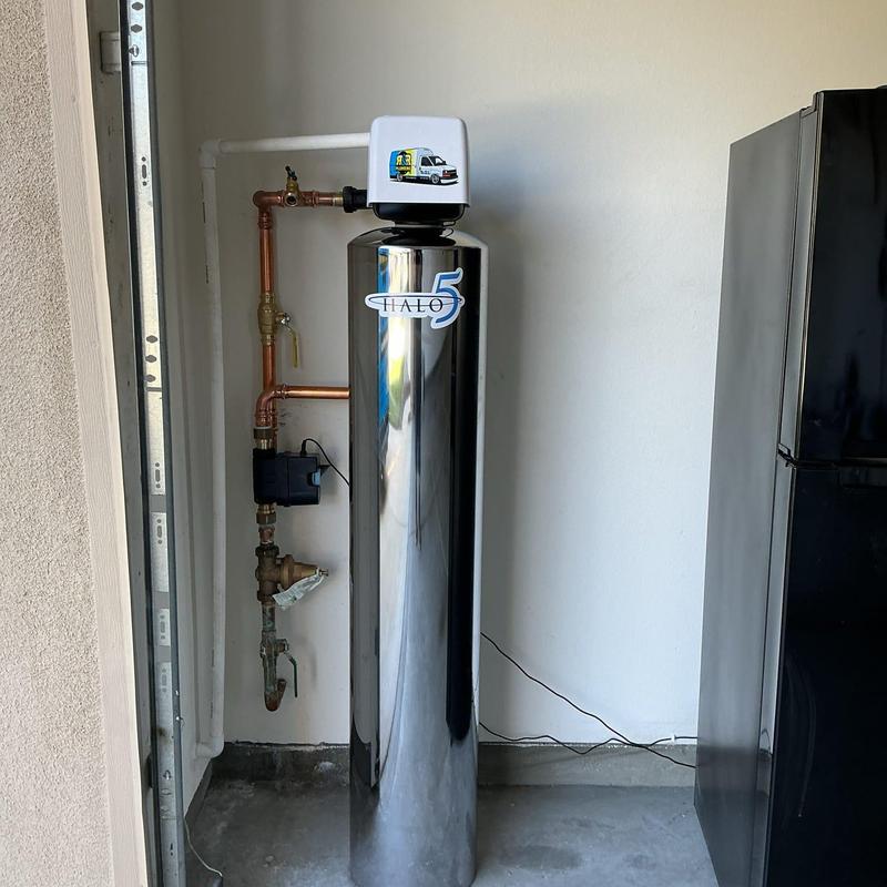 Halo 5 Whole House Water Filtration System in garage