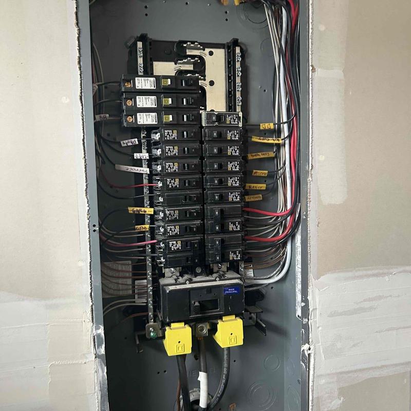 Electrical panel with tripped breakers and wiring inspection Electrical panel with tripped breakers and wiring inspection