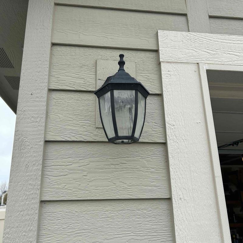 LED integrated front porch light fixture on siding LED integrated front porch light fixture on siding