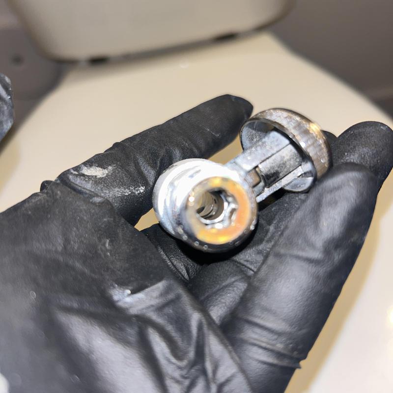 Toilet shut off valve with broken threads in hand Toilet shut off valve with broken threads in hand