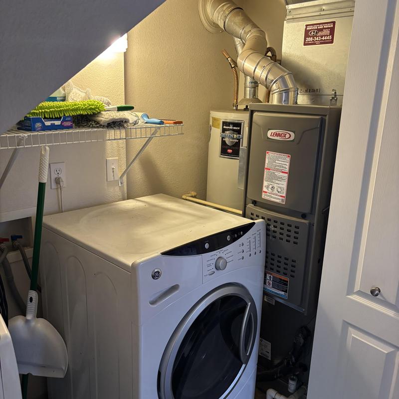 Water heater and furnace installation in laundry area Water heater and furnace installation in laundry area