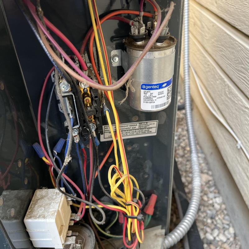 HVAC capacitor and wiring inside system panel HVAC capacitor and wiring inside system panel