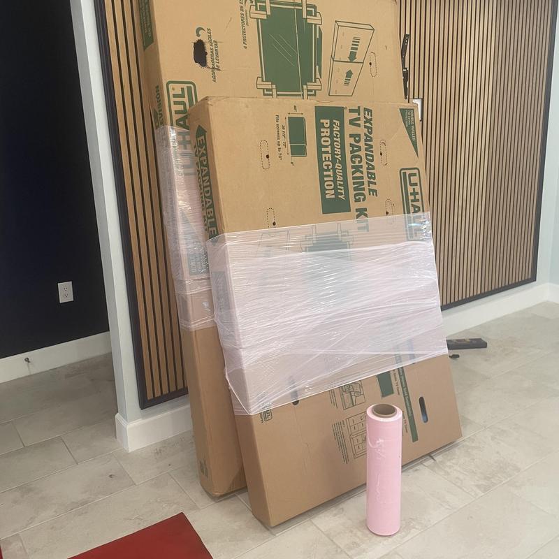 TV packing kit and protective wrapping in home move TV packing kit and protective wrapping in home move