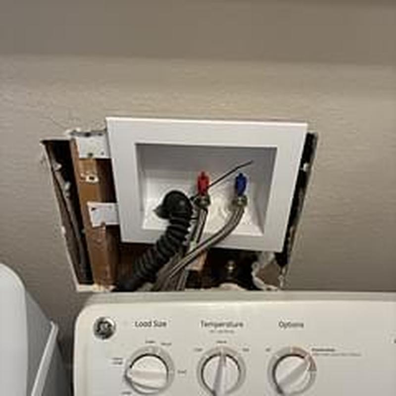 Washer box with hot and cold water valves Washer box with hot and cold water valves