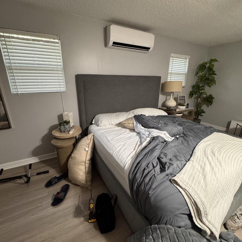 Mini split air conditioner installation in bedroom