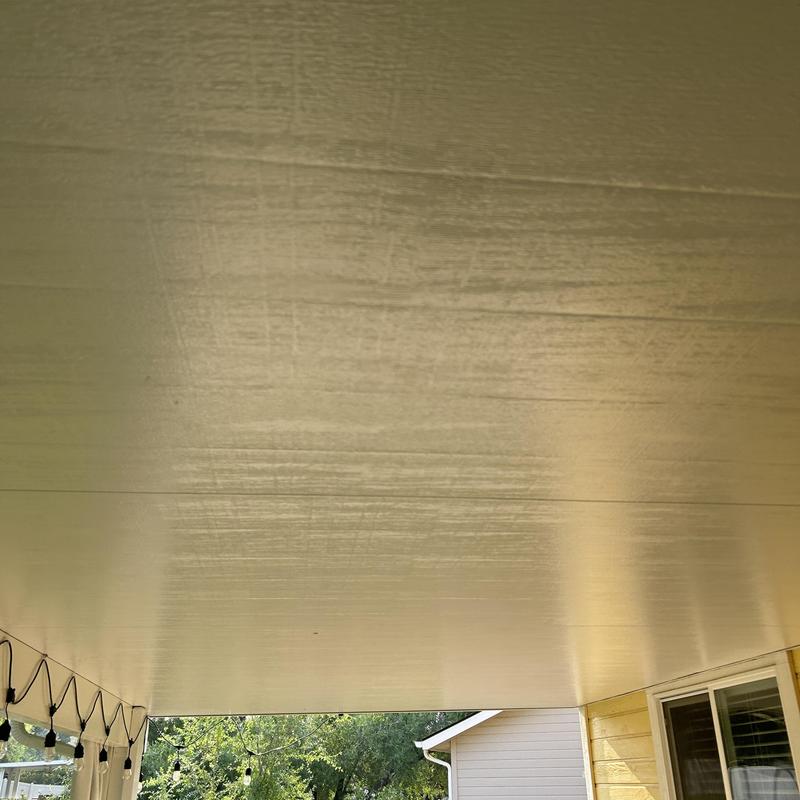 Exterior rated ceiling fan and covered patio ceiling