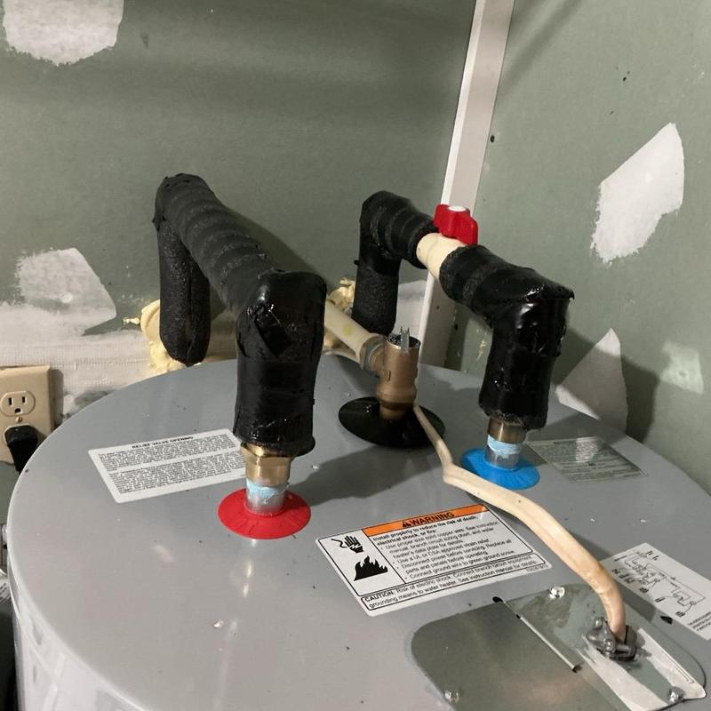 40-gallon water heater with insulated pipes and valves 40-gallon water heater with insulated pipes and valves