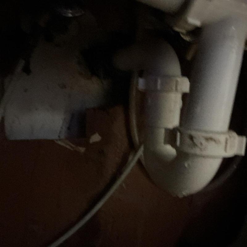 Lead pipe with 1 1/2 inch Fernco fitting on P trap Lead pipe with 1 1/2 inch Fernco fitting on P trap