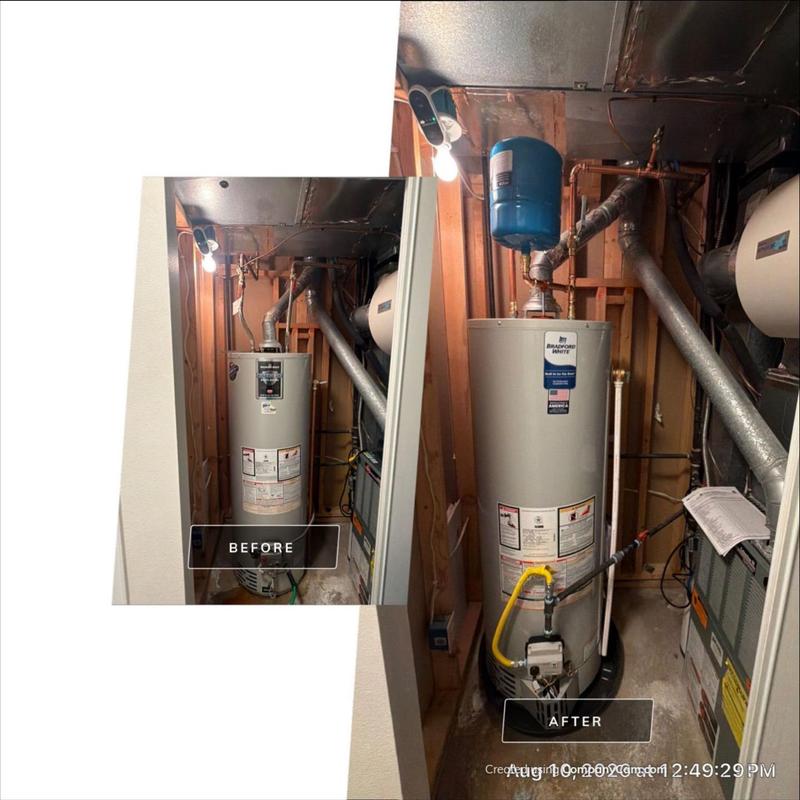 Water heater replacement with expansion tank installation Water heater replacement with expansion tank installation