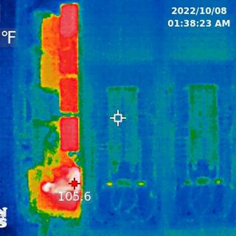 Lighting control panel thermal image showing hot switch