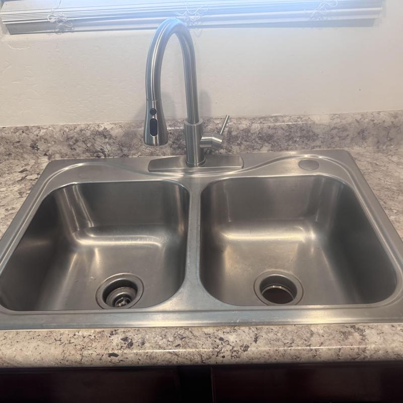 Kohler double kitchen sink with Moen Adler faucet Kohler double kitchen sink with Moen Adler faucet