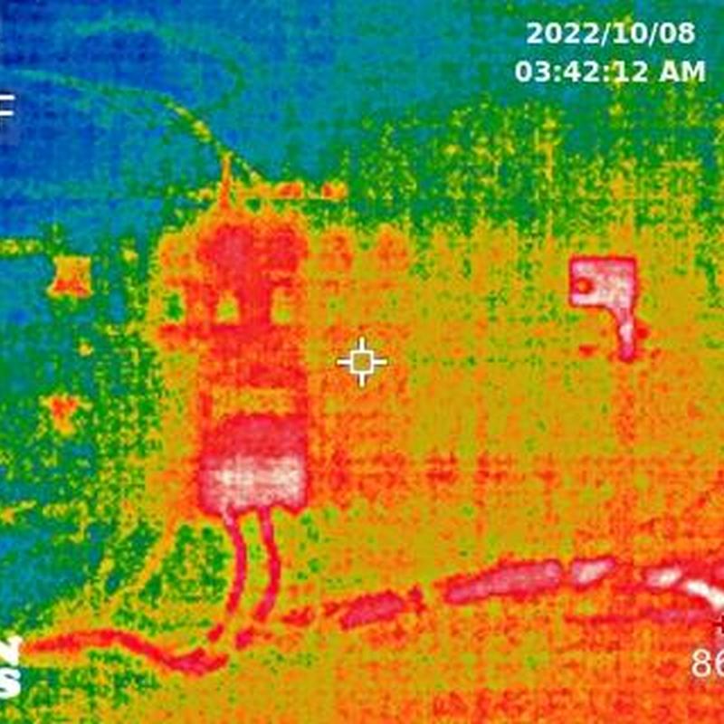 Main electric service panel thermal scan showing hotspots Main electric service panel thermal scan showing hotspots