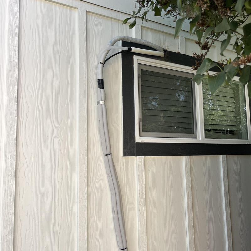 Mini split refrigerant line set installation on wall Mini split refrigerant line set installation on wall