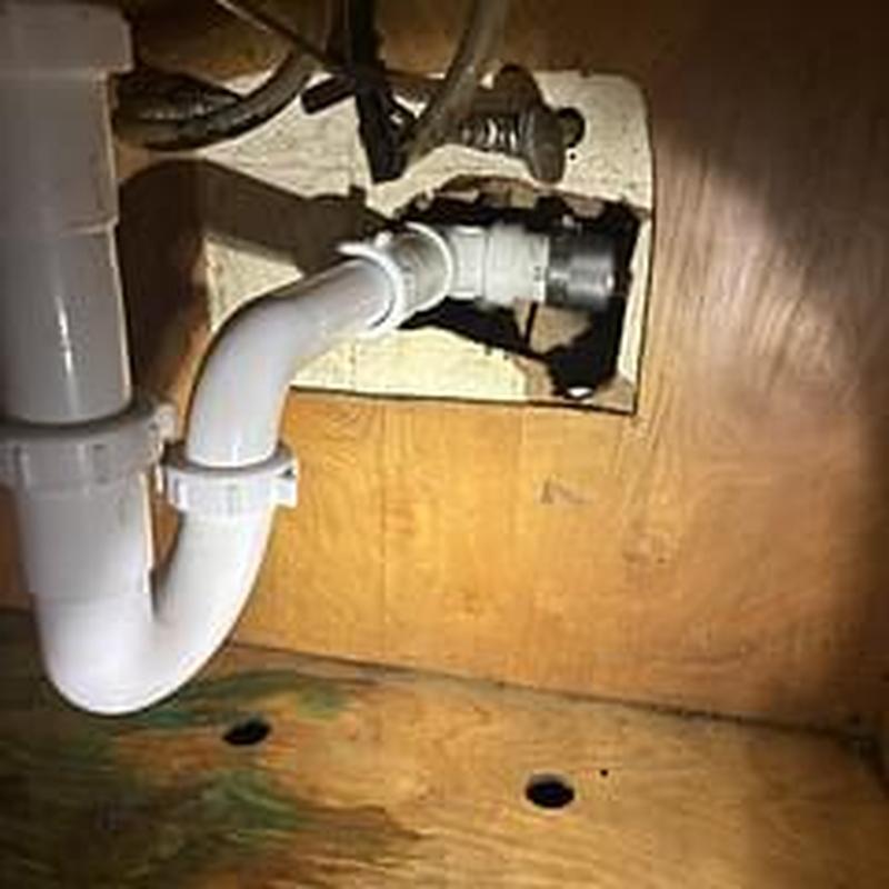 Lavatory drain trap and pipe replacement inside cabinet Lavatory drain trap and pipe replacement inside cabinet