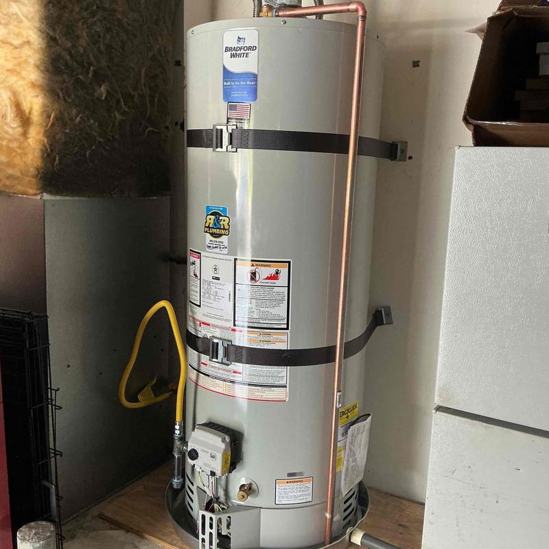 Bradford White water heater with copper piping installation