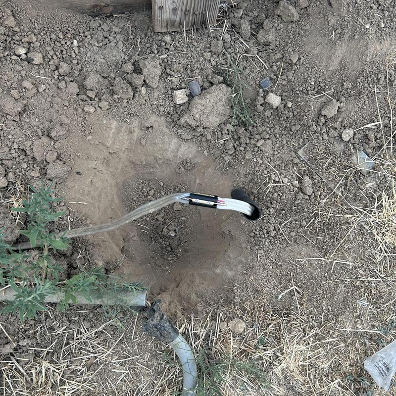 Underground electrical splice kit installed in corral ground Underground electrical splice kit installed in corral ground