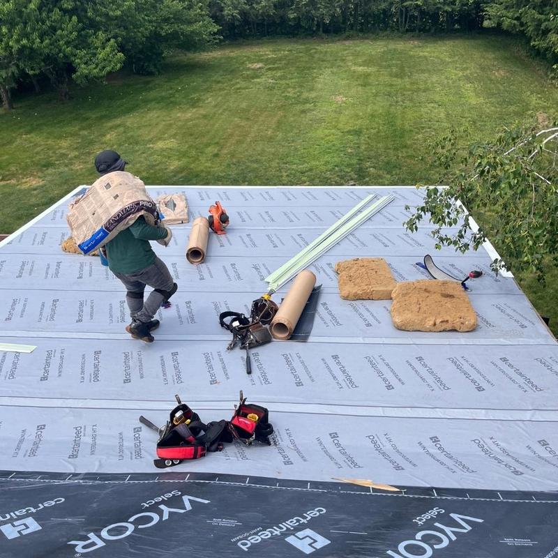 Ice and water shield installation on flat roof Ice and water shield installation on flat roof