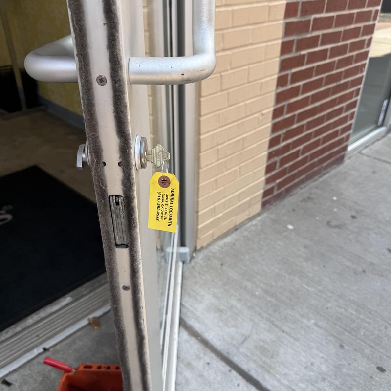 Commercial door lock with new key and tag Commercial door lock with new key and tag