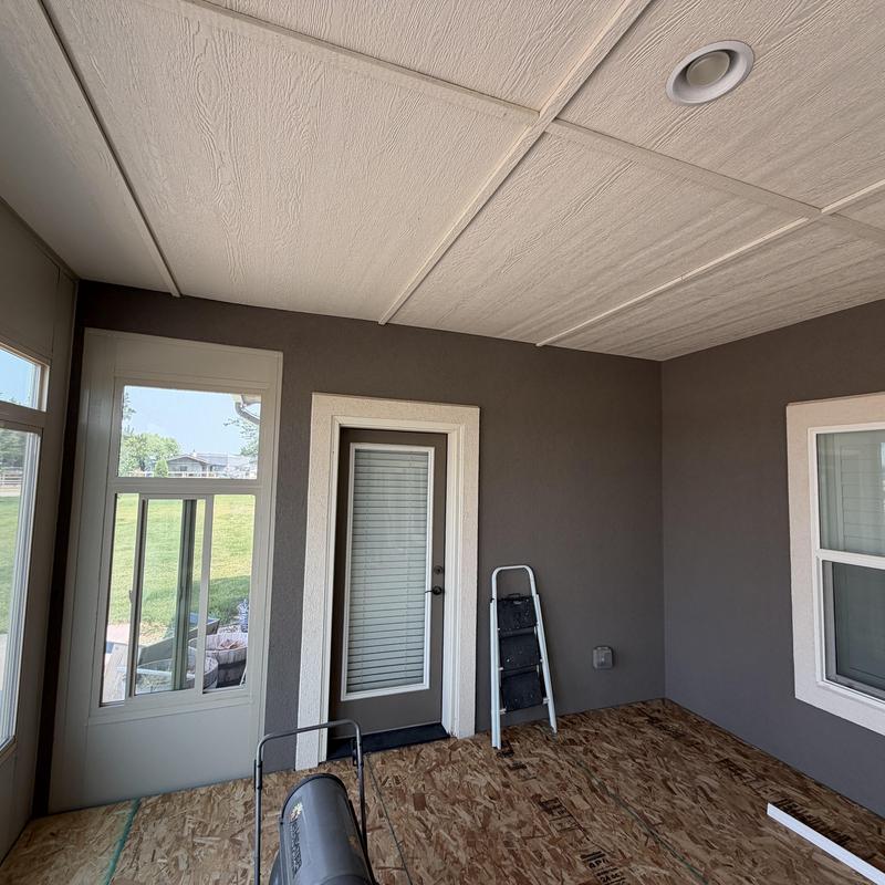 Porch ceiling and wall interior preparation in progress Porch ceiling and wall interior preparation in progress